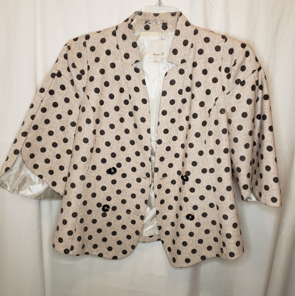 Aryn K scalloped sleeves polka dot  blazer. Sz M